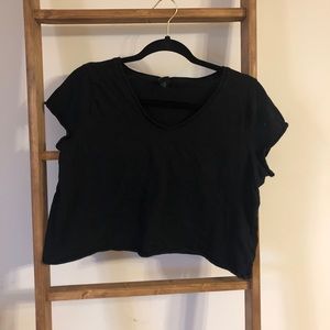 Wild Fable Cropped V-Neck Black Tee Sz S